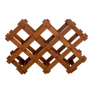 Vintage Danish Modern Collapsible Teak Ten Bottle Wine Rack Danish Modern Bar Piece For Sale