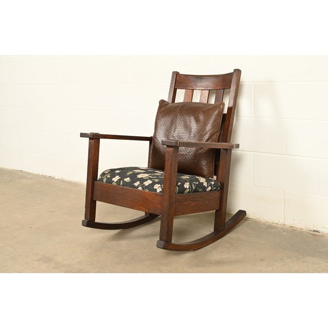 Stickley Brothers Antique Mission Oak Arts & Crafts Rocking Chair, Circa 1910 For Sale - Image 14 of 14