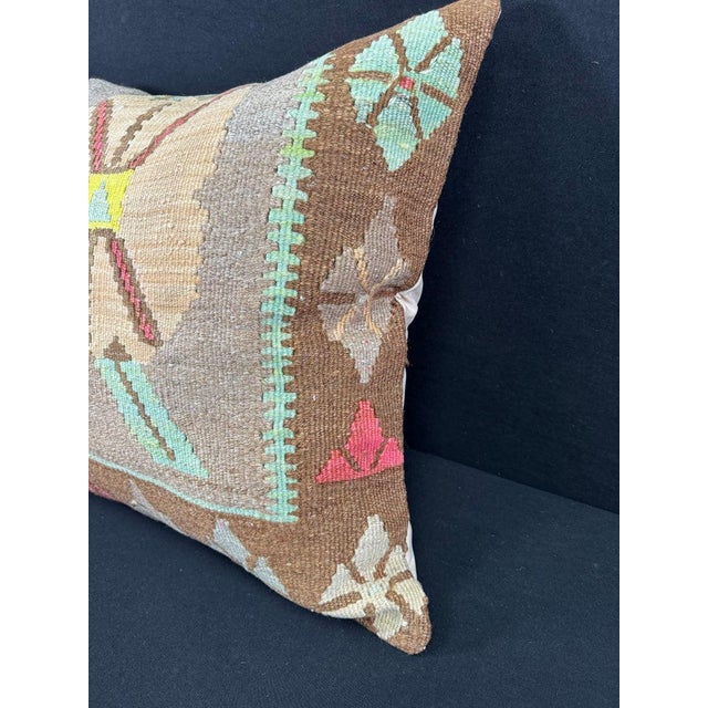 Contemporary Turkish Hemp Pillow Cushion Natural Mint Green Brown Pillow Cushion Cover 24"x24" For Sale - Image 3 of 4