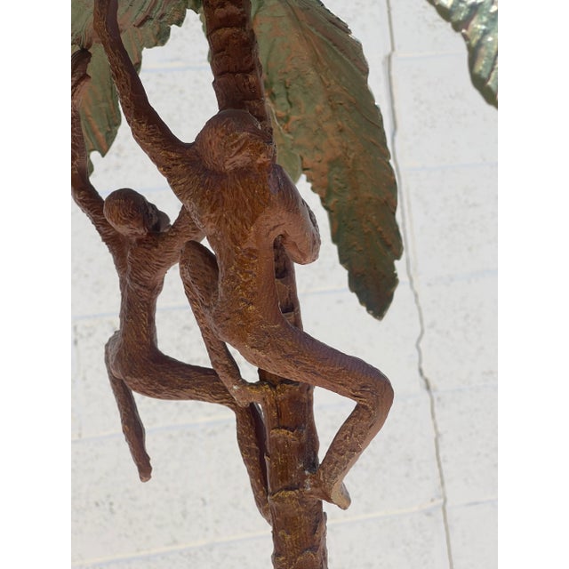 1970s Frederick Cooper Hollywood Regency Climbing Monkey Palm Tree Floor Lamp For Sale - Image 11 of 13