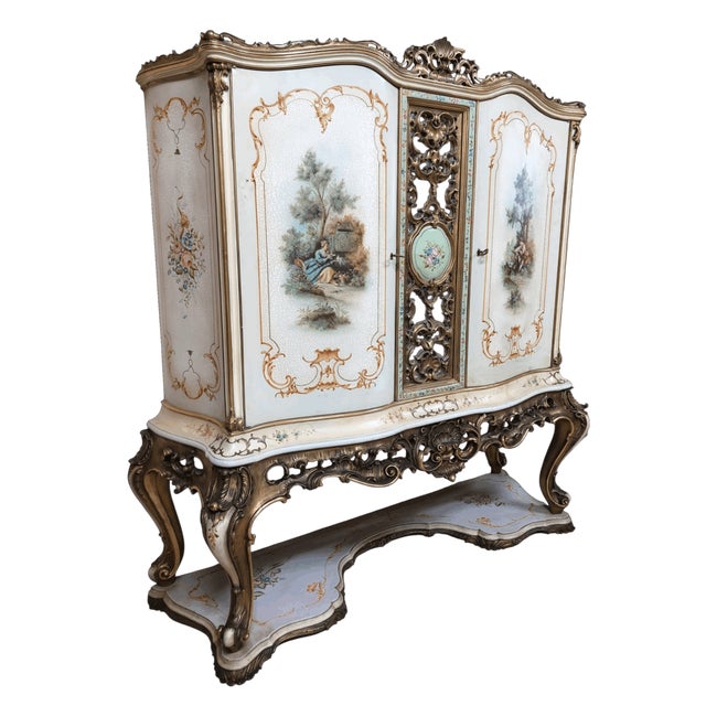 Venetian Baroque Sideboard Hand-painted Venetian Baroque Sideboard – 19th/Early 20th Century This extraordinary Venetian...