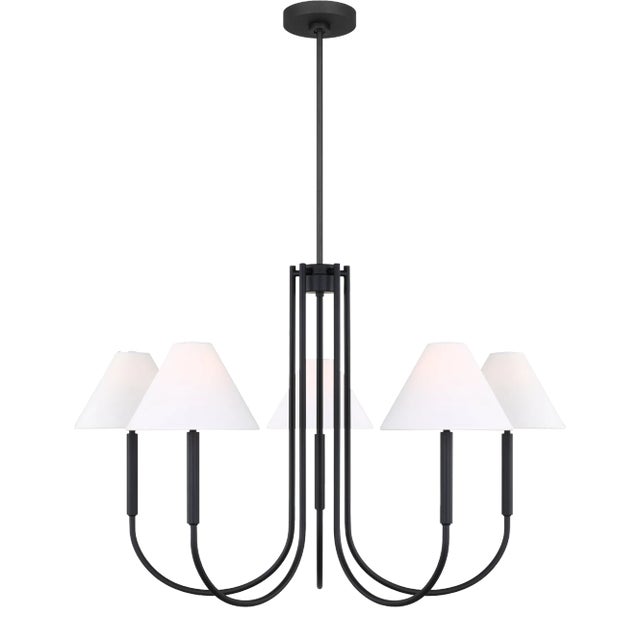 Visual Comfort Studio Porteau 6-Light Large Chandelier in Midnight Black For Sale