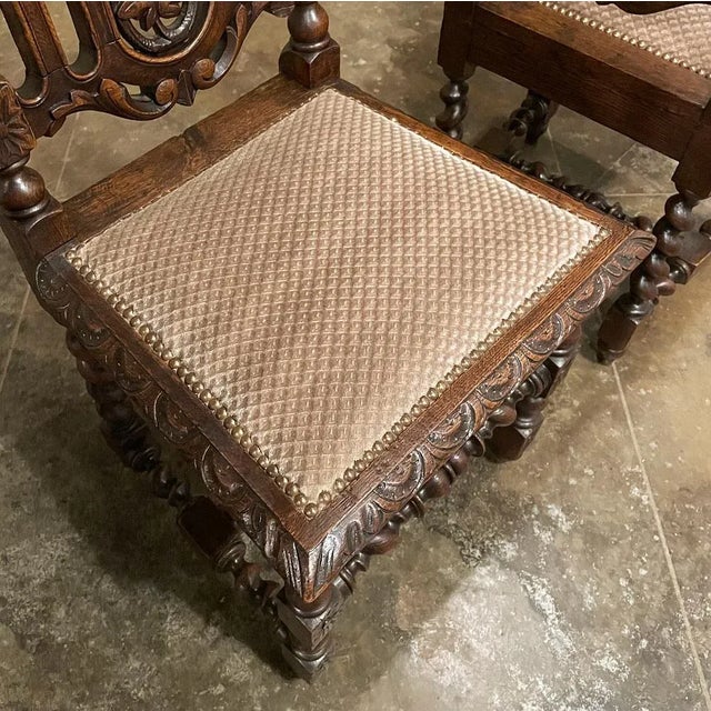 Coffee Set of 6 Antique French Renaissance Barley Twist Dining Chairs For Sale - Image 8 of 13