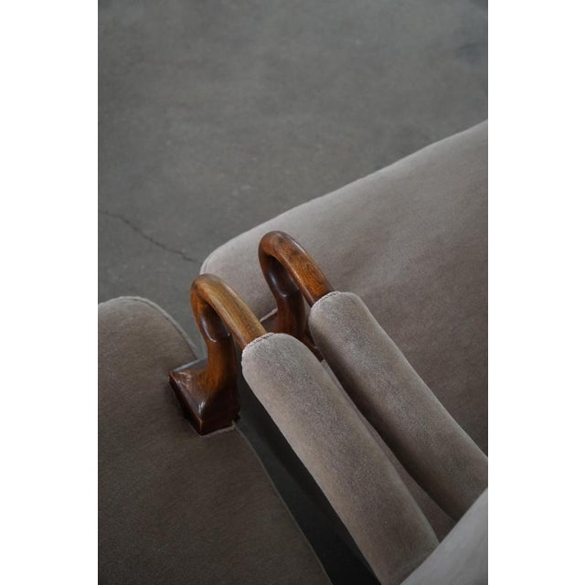 Wood Antique Danish Armchairs in Velvet, 1920s, Set of 2 For Sale - Image 7 of 18