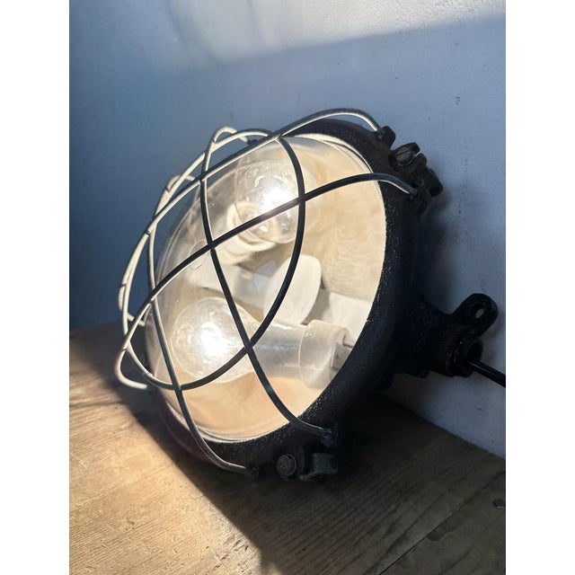 Industrial Black Cast Iron Wall or Ceiling Light from Elektrosvit, 1960s For Sale - Image 14 of 16