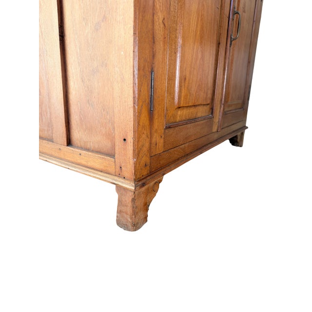 Early American Oak Cabinet Armoire c.1850–1880 Primitive Cupboard For Sale - Image 4 of 8