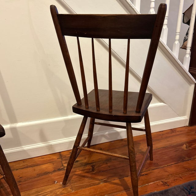 Wood Antique Wooden Spindle Side Chairs - A Pair For Sale - Image 7 of 12