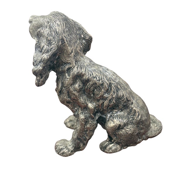 Charming vintage Gucci figural dog sculpture crafted in Italy and depicting a seated spaniel with long floppy ears and an...