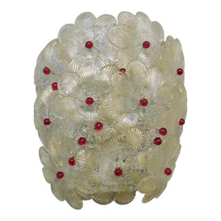 1960s Italian Millefiori Gold and Red Murano Glass Sconce For Sale