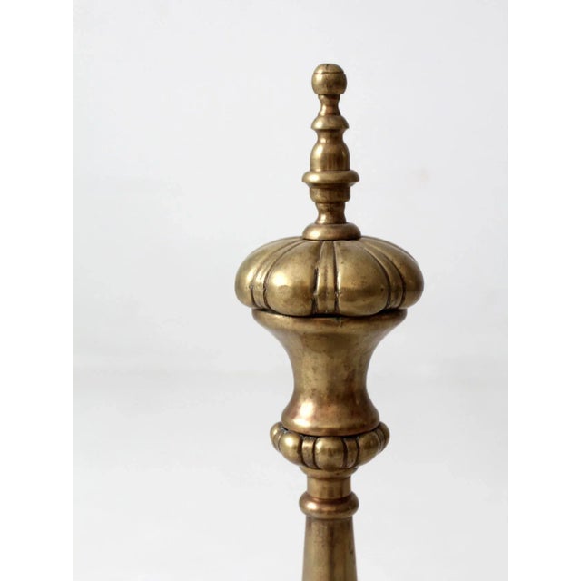Antique Brass and Cast Iron Fireplace Andirons For Sale - Image 6 of 12