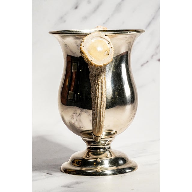 Rustic Double Antler Handle Antique Sterling Silver Trophy Cup For Sale In New York - Image 6 of 11