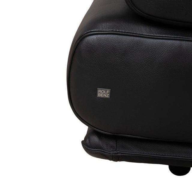 Two-Seater Leather 6500 Sofa in Black with Manual Function from Rolf Benz For Sale - Image 12 of 16