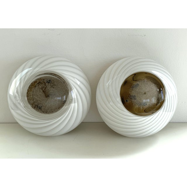 Mid-Century Modern Italian Magic Eye Murano Glass Flush Mount by Venini, 1970s For Sale - Image 13 of 18