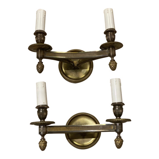 1900 French Empire Triangle Shape Sconces - Pair For Sale
