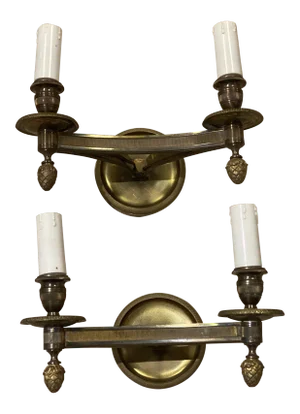 1900 French Empire Triangle Shape Sconces - Pair