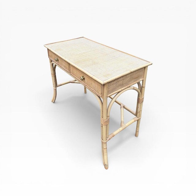 1970s Vintage Bamboo and Rattan Console Table, 1970s For Sale - Image 5 of 9