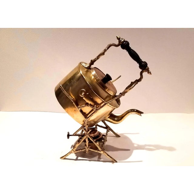 Antique 1890 Victorian Brass & Copper Spirit Kettle For Sale - Image 4 of 12