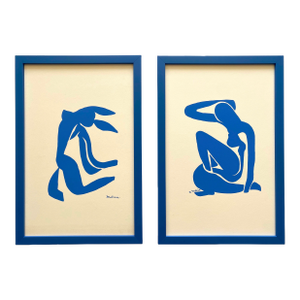 Henri Matisse Vintage 1960 Mid Century Modernist Framed Fine Art Silkscreen Prints " Blue Nudes " 1952 - Set of 2