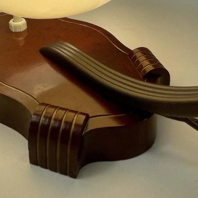 Art Deco Bakelite and Opaline Table Lamp, 1930s For Sale - Image 10 of 18