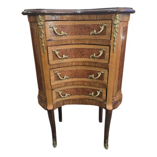 Louis XV Style Bombé Commode with Half-Moon Marquetry Top, 1960s For Sale
