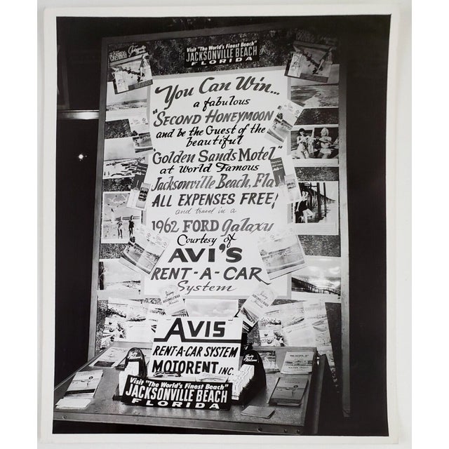 1962 black and white photograph by Nashville photographer Victor Edwards Cooley of a MCM Jacksonville Beach advertisement....
