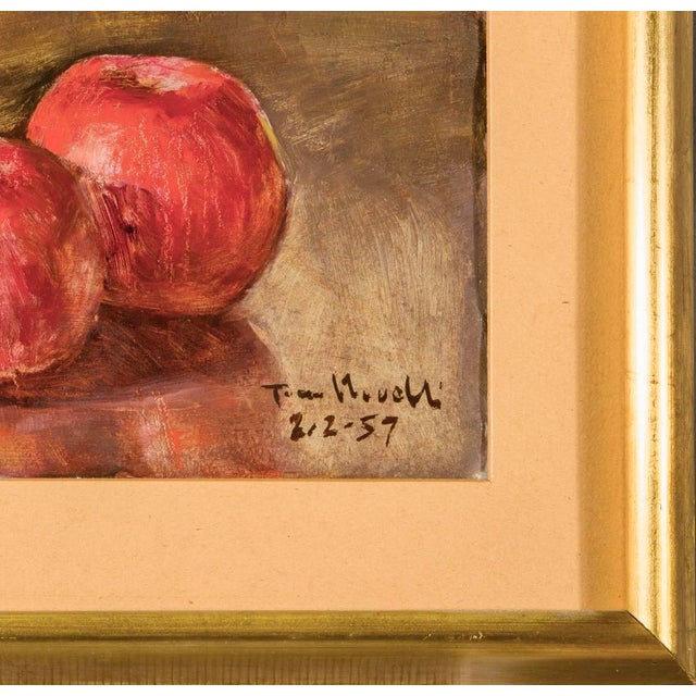 Mid-Century 1950s Italian Signed and Dated Still Life with Apples For Sale - Image 7 of 13