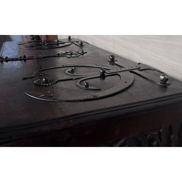 19th Century Italian Carved Cassone Trunk with Original Hardware, 1890s For Sale - Image 9 of 18
