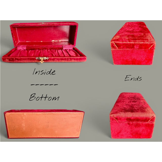 Antique Victorian Red Velvet Glove Box-Silk Lined-Jewelry Casket-Vanity Box-Case For Sale - Image 10 of 11
