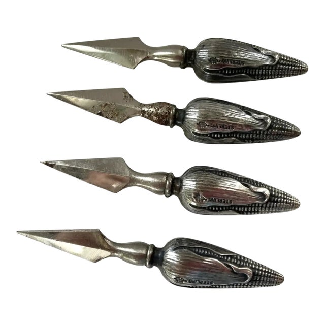 1900 Set of Four | Webster Sterling Corn Holders, Solid .925 Handles / Spears For Sale