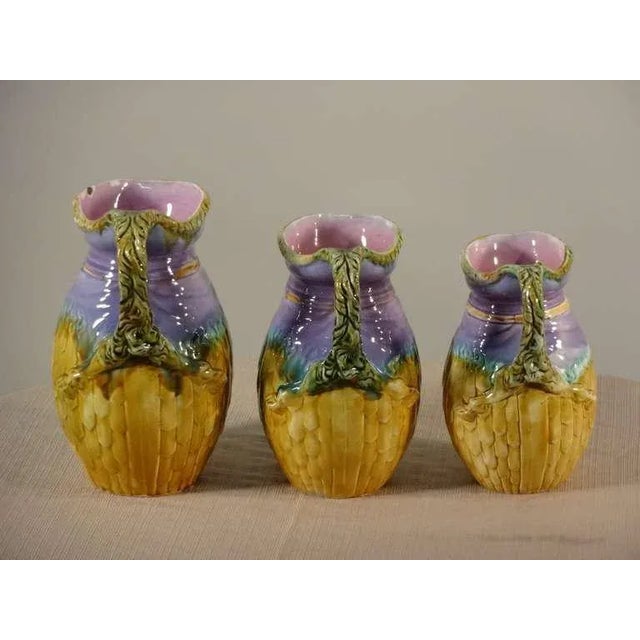 19th C Majolica Breakfast Pitchers - Set of 3 For Sale - Image 4 of 7