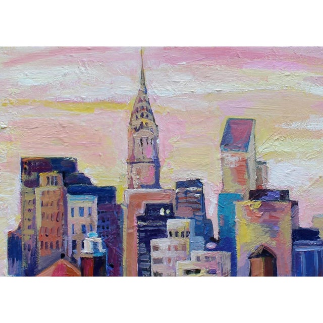 Oil Painting of Nyc Skyline With Chrysler Building "Nyc Roofs" by Natalia Bessonova For Sale In New York - Image 6 of 6