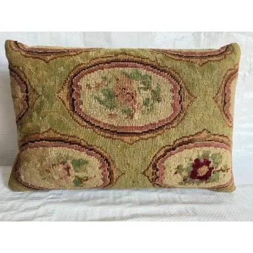 Modern 1852 English Needlework Pillow For Sale - Image 3 of 3