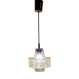 Vintage Ceiling Lamp with Tinted Relief Glass Shade from Th-Leuchten, 1970s For Sale