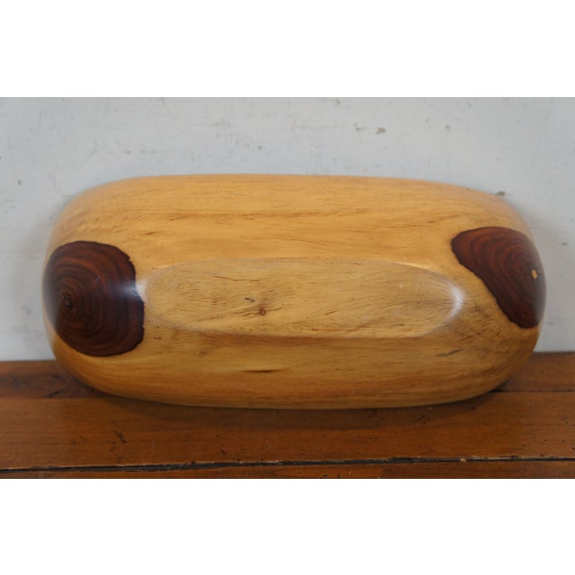 Artisan Carved Sculptural Oval Olive Wood Centerpiece Fruit Serving Bowl For Sale - Image 9 of 12