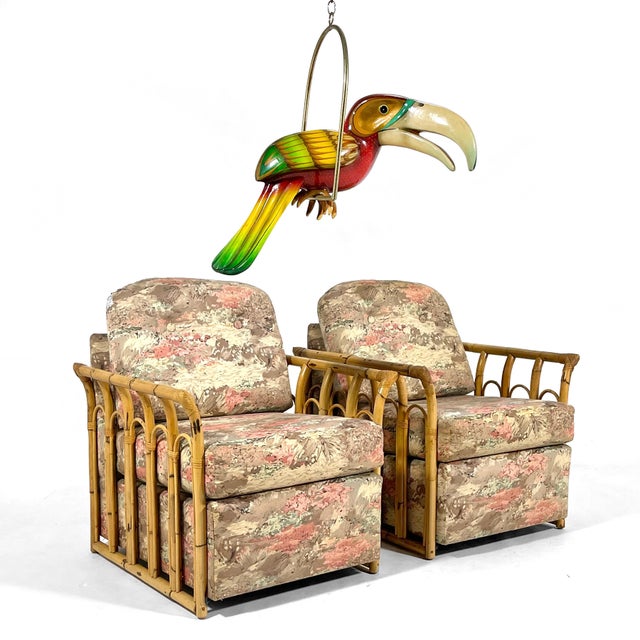 Rattan Framed Lounge Chairs For Sale - Image 9 of 9