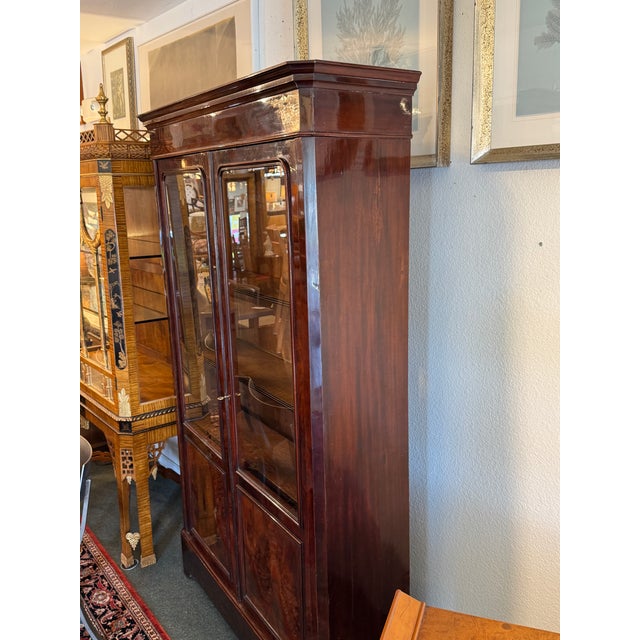 19th Century Rosewood + Mahogany Restored Library Cabinet For Sale - Image 4 of 12