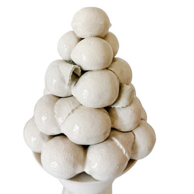 Vintage Portuguese Creamware Crackle Glaze Lemon Topiary for for Great City Traders San Francisco For Sale - Image 9 of 13