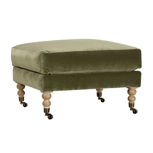 Olive Greta Ottoman, Olive Velvet For Sale - Image 8 of 8