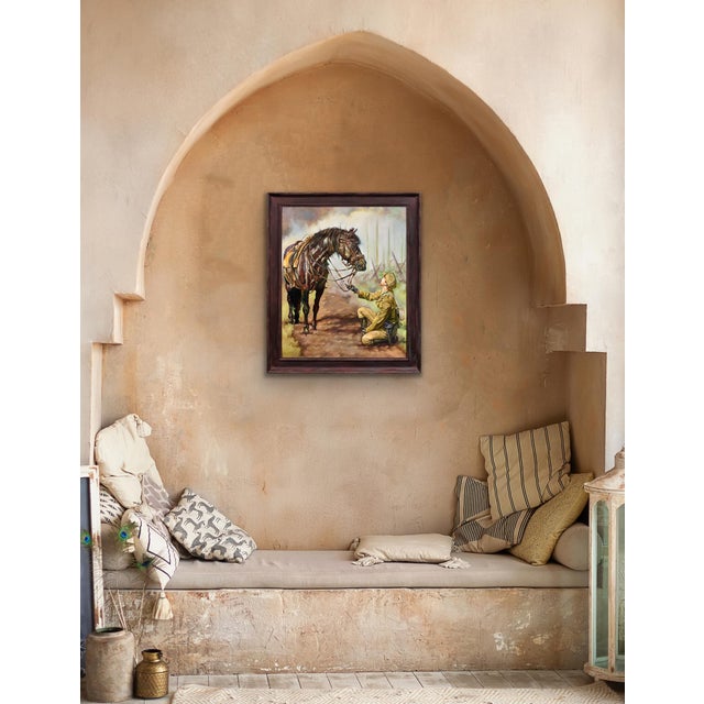 Elin Sian Blake, Black Bay Horse, WWI, 21st Century, Oil on Canvas For Sale - Image 12 of 18