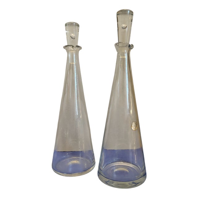 Tall Decanters by Glass Per Lutken for Holmegaard, Denmark, 1950s, Set of 2 For Sale