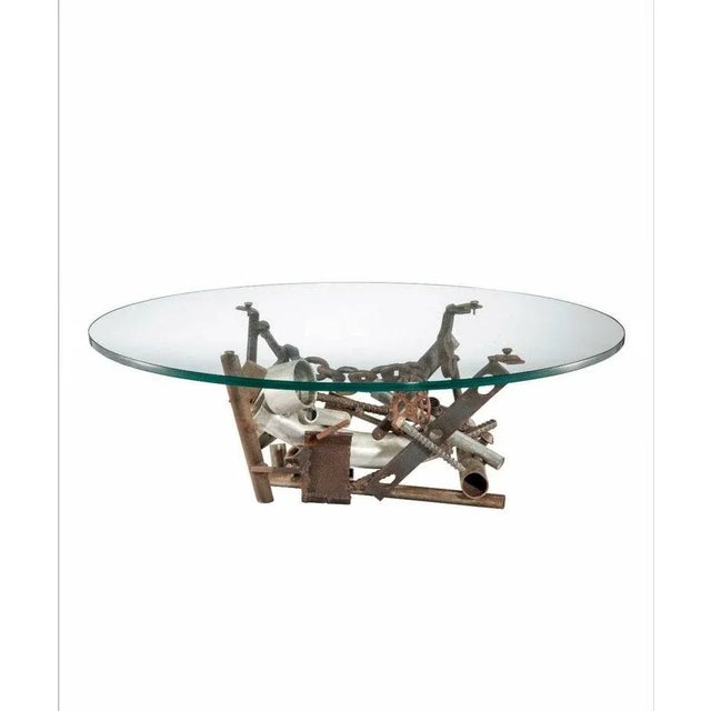 Metal Industrial American Brutalist Coffee Table Sculpture by Bruce Gray - Architectural Salvage Mixed Metal Found Object For Sale - Image 7 of 11