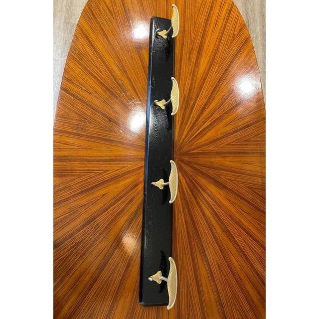 Ebonized Wooden Coat Rack with Brass Knobs, 1950s For Sale - Image 3 of 14