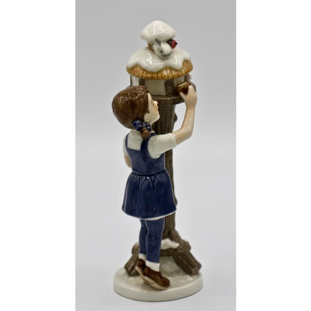 Transitional Royal Copenhagen Figurine #757, Girl With Birdhouse For Sale - Image 3 of 10