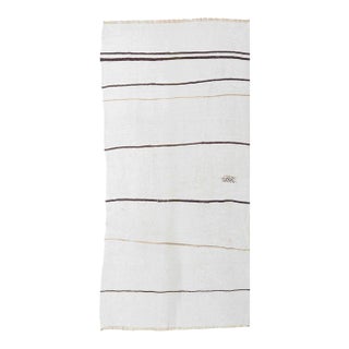 White Black Vintage Hemp Rug - 4`11" X 10`2" For Sale