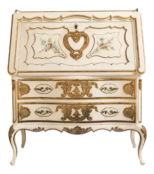 Hand-Painted and Gilded Secretaire, 1950s