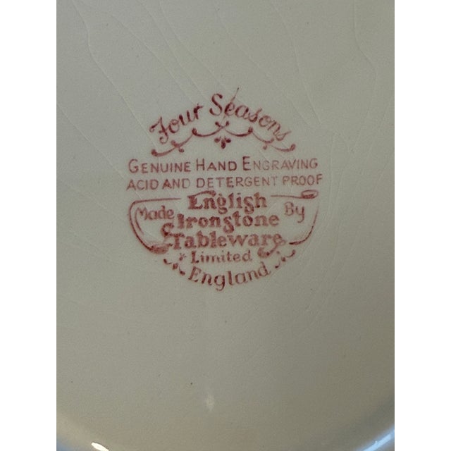 English 1970s Johnson Bros. “Four Seasons – Summer (On the Home Farm)” Red Transferware Plate For Sale - Image 3 of 7