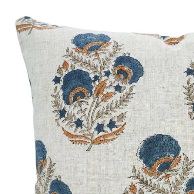 Block Print Viscose Linen Pillow Cover 22x22 Inch-Mohini For Sale - Image 4 of 4
