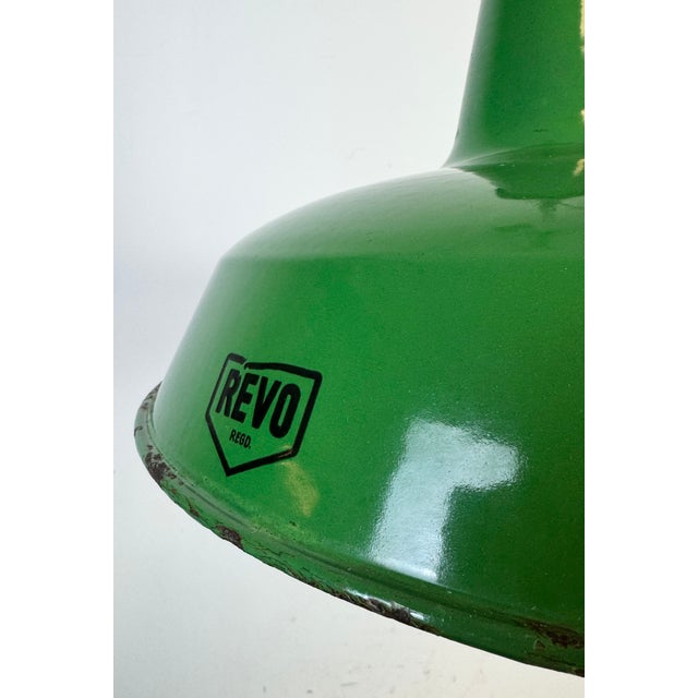 Metal Industrial Green Enamel Factory Pendant Lamp from Revo, 1950s For Sale - Image 7 of 18
