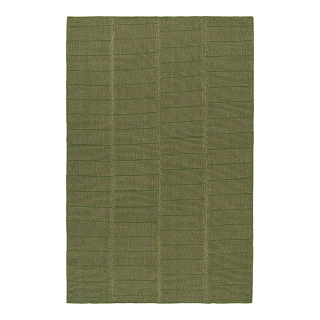 Rug & Kilim’s Contemporary Kilim in Green With Beige Accents For Sale