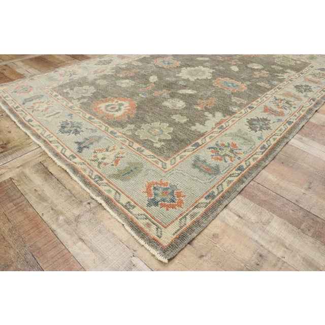 Earth-Tone Turkish Oushak Rug - 05'02 X 07'06 For Sale In Dallas - Image 6 of 9